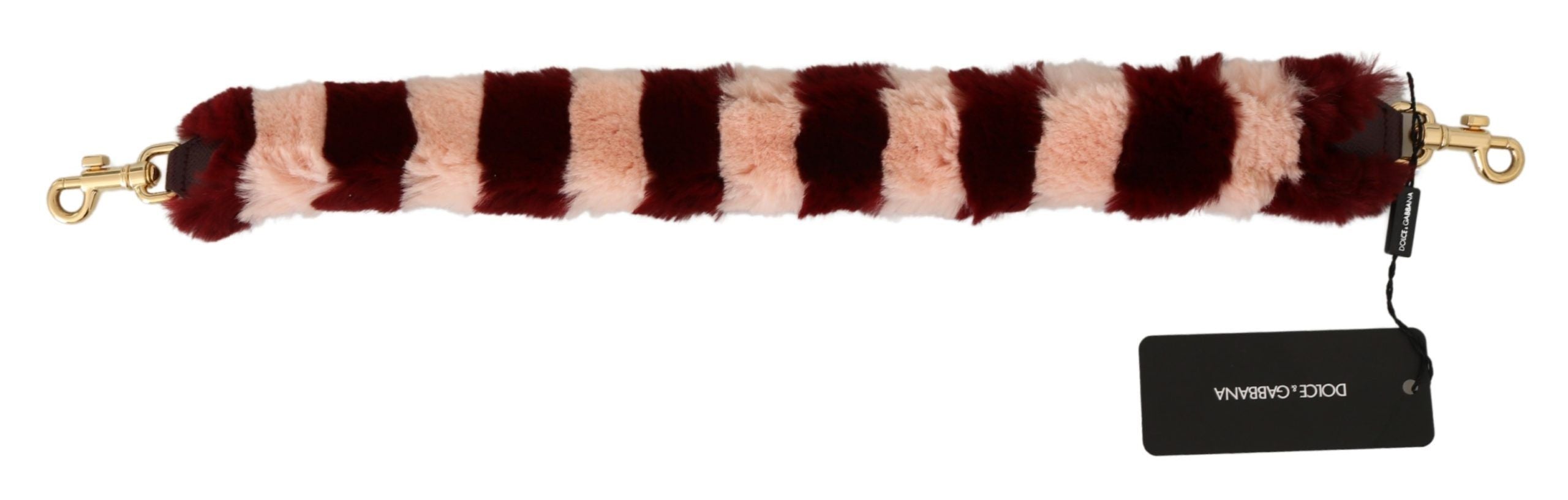 Pink and red fur Lapin shoulder strap accessory by Dolce & Gabbana with plush fur detail and adjustable length.