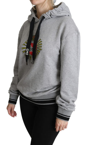 Gray printed hooded Dolce & Gabbana logo sweater with exclusive design, featuring a cozy hood and stylish logo details.