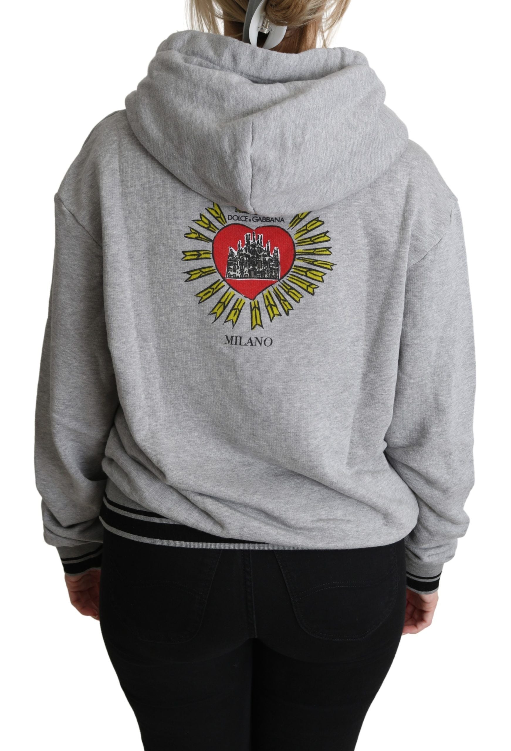 Gray printed hooded Dolce & Gabbana logo sweater with exclusive design, featuring a comfortable fit and stylish logo details.