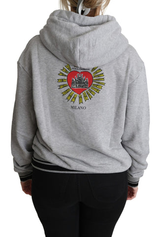 Gray printed hooded Dolce & Gabbana logo sweater with exclusive design, featuring a comfortable fit and stylish logo details.