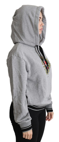 Gray printed hooded Dolce & Gabbana logo sweater with exclusive design, featuring a cozy fit and stylish branding.