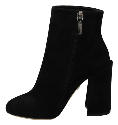 Black suede L'Amore E'Bellezza boots by Dolce & Gabbana, featuring sleek design and stylish ankle height.