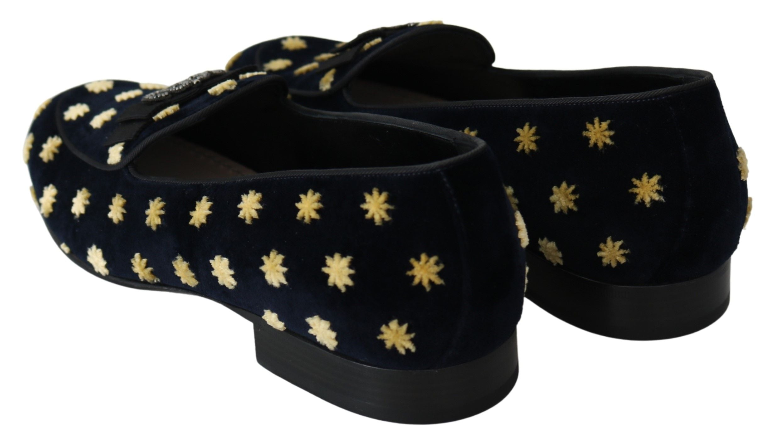 Blue velvet crown loafers by Dolce & Gabbana featuring a regal design and comfortable slip-on style.