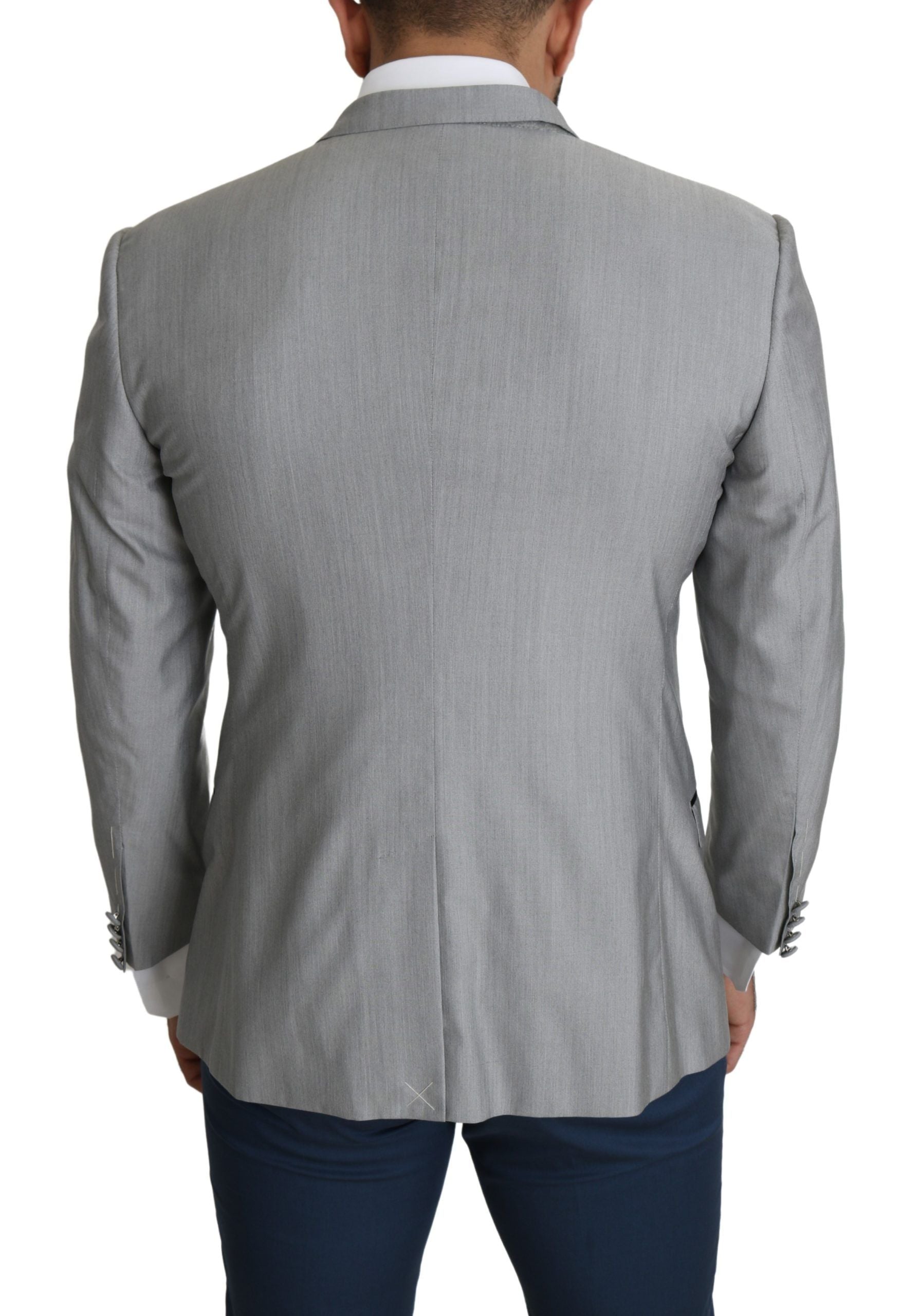 Light gray single-breasted SARTORIA blazer by Dolce & Gabbana, tailored fit with notch lapel and button closure.