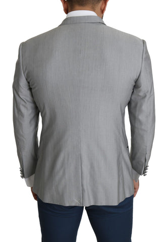 Light gray single-breasted SARTORIA blazer by Dolce & Gabbana, tailored fit with notch lapel and button closure.