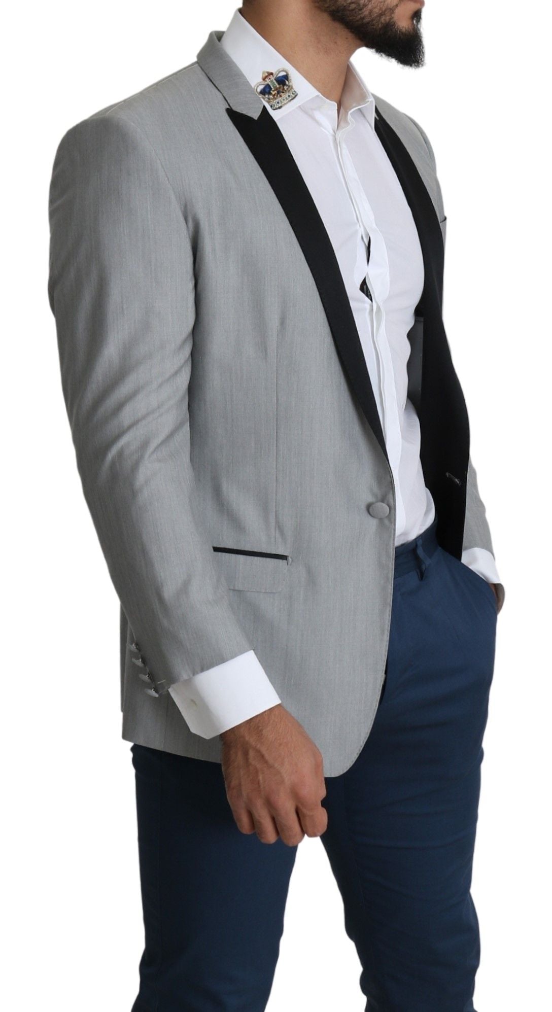 Light gray single-breasted SARTORIA blazer by Dolce & Gabbana, tailored fit with classic lapel and sleek design.