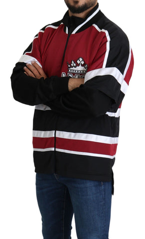 Red and black Dolce & Gabbana Amore Sport full zipper sweater with sporty design and logo details.