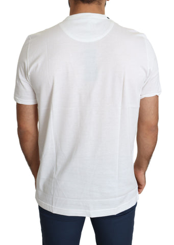 White Dolce & Gabbana men's T-shirt with Valentine hearts print, featuring a casual fit and stylish design.
