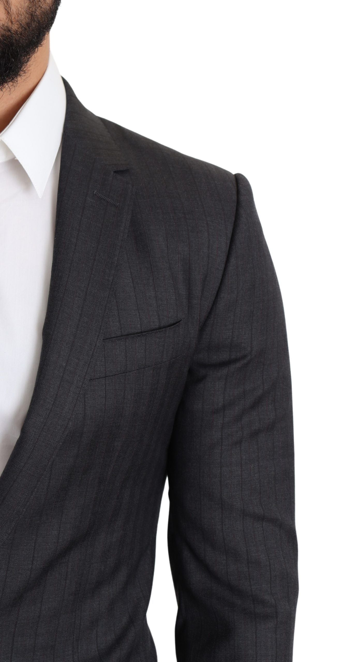 Black wool single-breasted coat by Dolce & Gabbana, stylish MARTINI blazer with classic lapel and tailored fit.