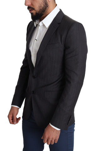 Dolce & Gabbana black wool single-breasted coat with lapel collar and button closure, stylish blazer for women.