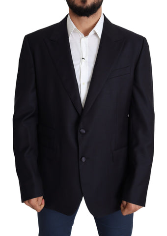 Black wool single-breasted Napoli blazer by Dolce & Gabbana, tailored fit with notch lapels and front button closure.