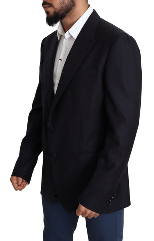 Black wool single-breasted Napoli blazer by Dolce & Gabbana, tailored fit with notch lapels and front button closure.
