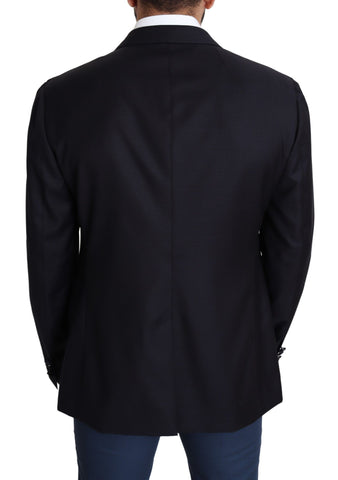 Black wool single-breasted Napoli blazer by Dolce & Gabbana, tailored fit with notch lapels and button closure.