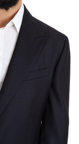 Black wool single-breasted Napoli blazer by Dolce & Gabbana, tailored fit with notch lapels and button closure.
