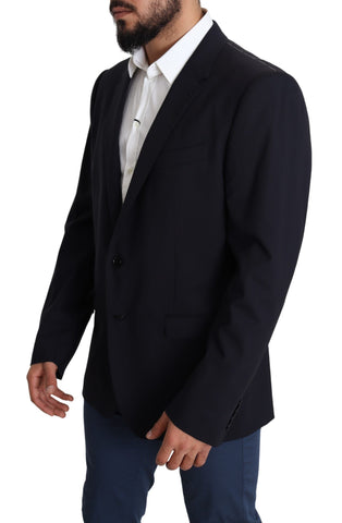 Dark Blue Wool Stretch Men Coat MARTINI Blazer