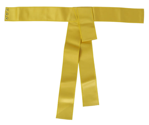 Yellow Silk Belt with Wide Snap Button Closure by Dolce & Gabbana, featuring smooth fabric and stylish design.