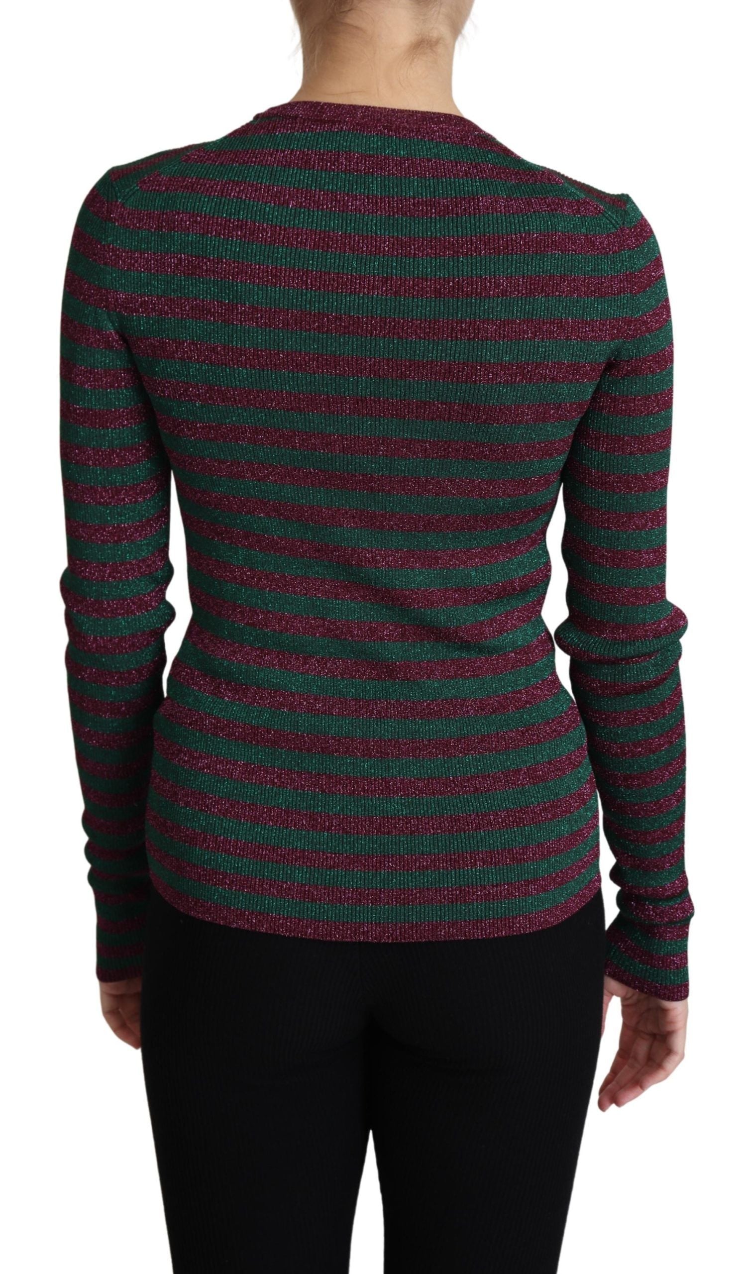 Dolce & Gabbana multicolor stripes crew neck pullover sweater with vibrant horizontal stripe pattern and ribbed cuffs.