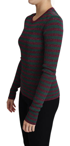 Dolce & Gabbana multicolor stripes crew neck pullover sweater with vibrant horizontal stripe pattern and ribbed cuffs.