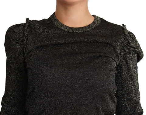 Black gold cropped women’s pullover sweater by Dolce & Gabbana, featuring a stylish cropped fit with gold accents.