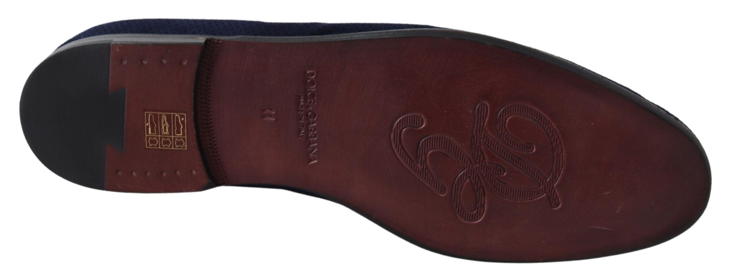 Blue suede Caiman loafers slippers shoes by Dolce & Gabbana, featuring a classic slip-on design with luxurious texture.