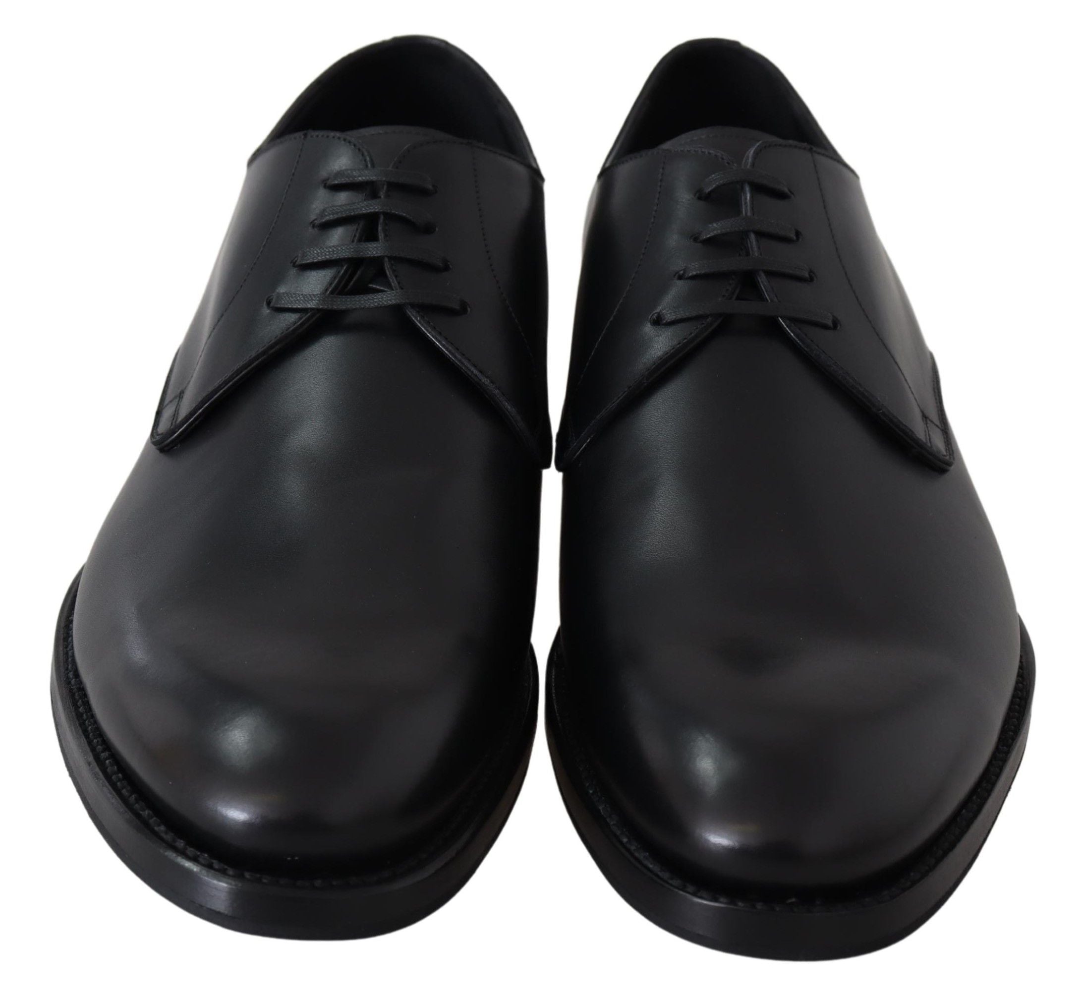 Black leather Sartoria handmade shoes by Dolce & Gabbana with detailed stitching and sleek design.
