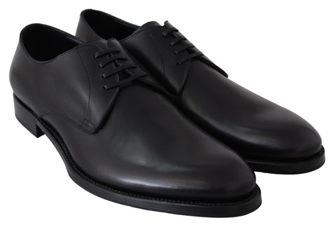 Black leather Sartoria handmade shoes by Dolce & Gabbana, featuring a sleek design and detailed craftsmanship.