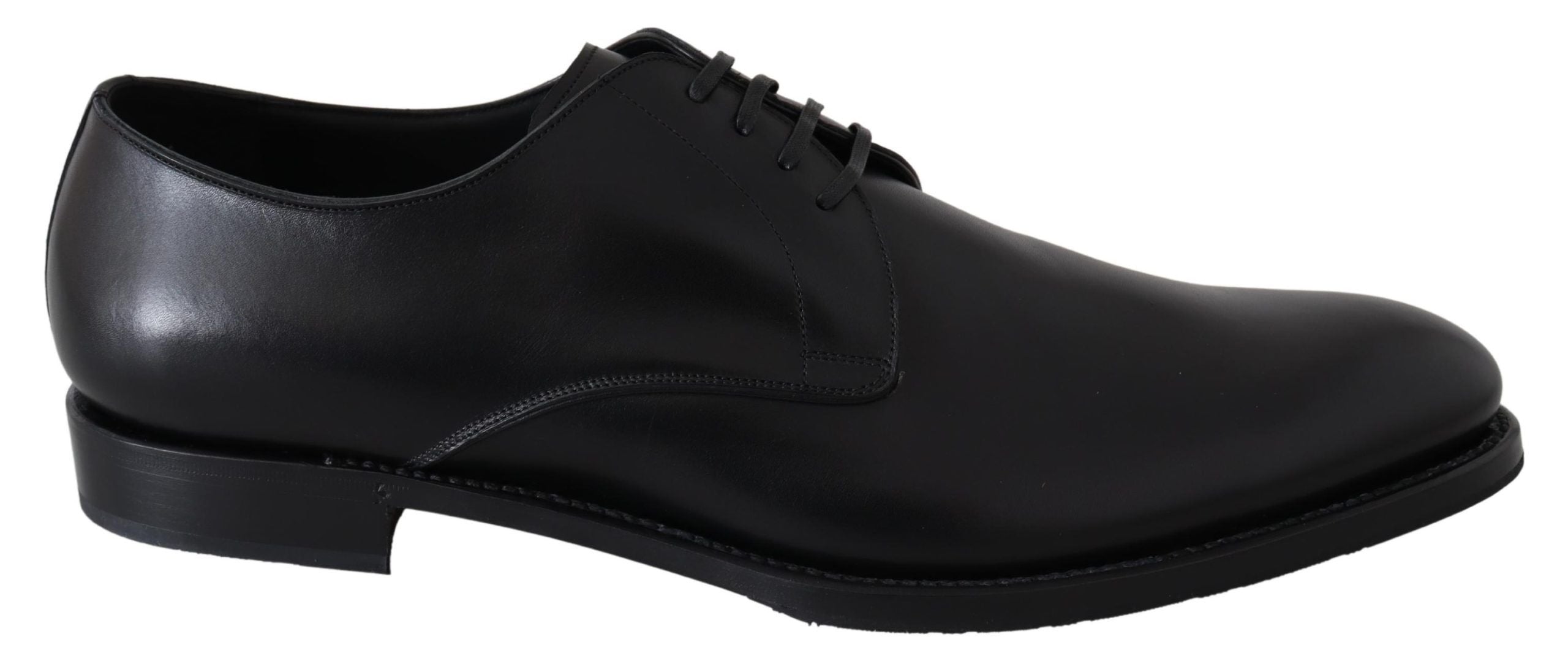 Black leather SARTORIA handmade shoes by Dolce & Gabbana, featuring sleek design and detailed craftsmanship.