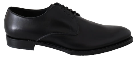 Black leather SARTORIA handmade shoes by Dolce & Gabbana, featuring sleek design and detailed craftsmanship.