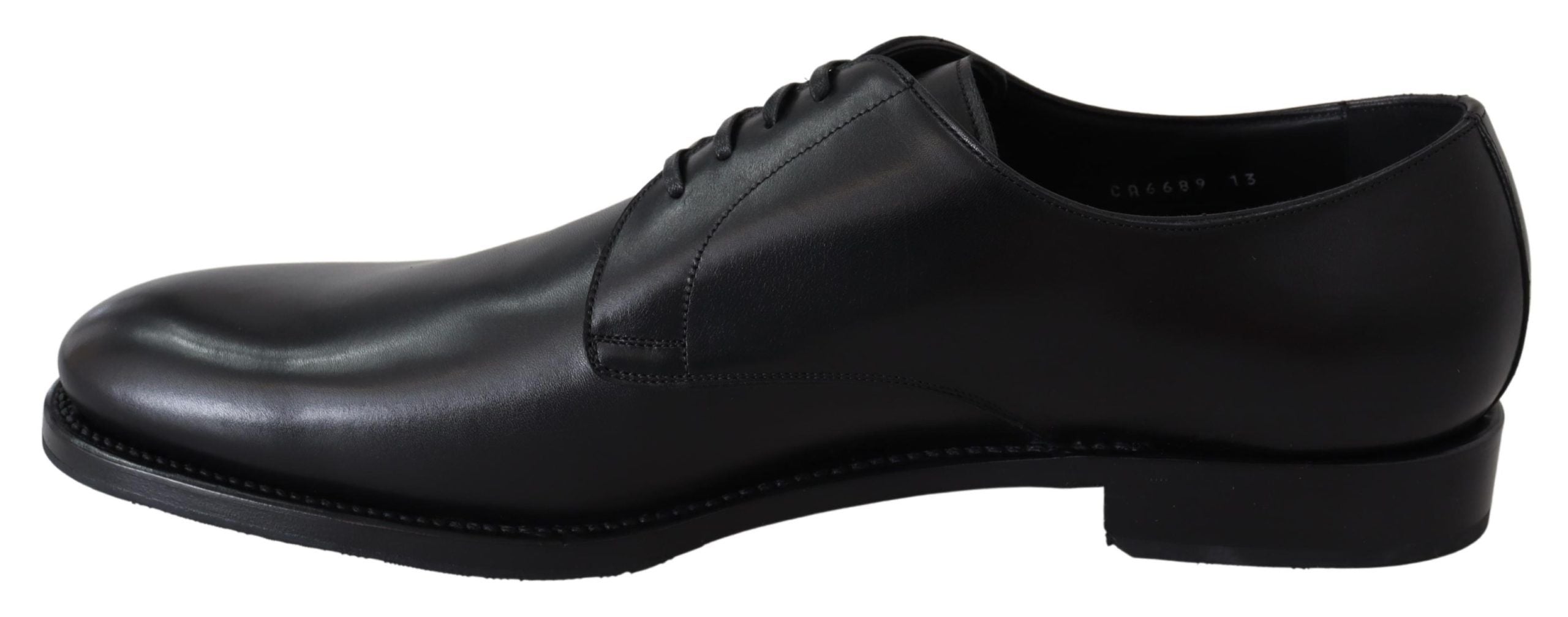 Black leather Sartoria handmade shoes by Dolce & Gabbana, showcasing elegant craftsmanship and sleek design.