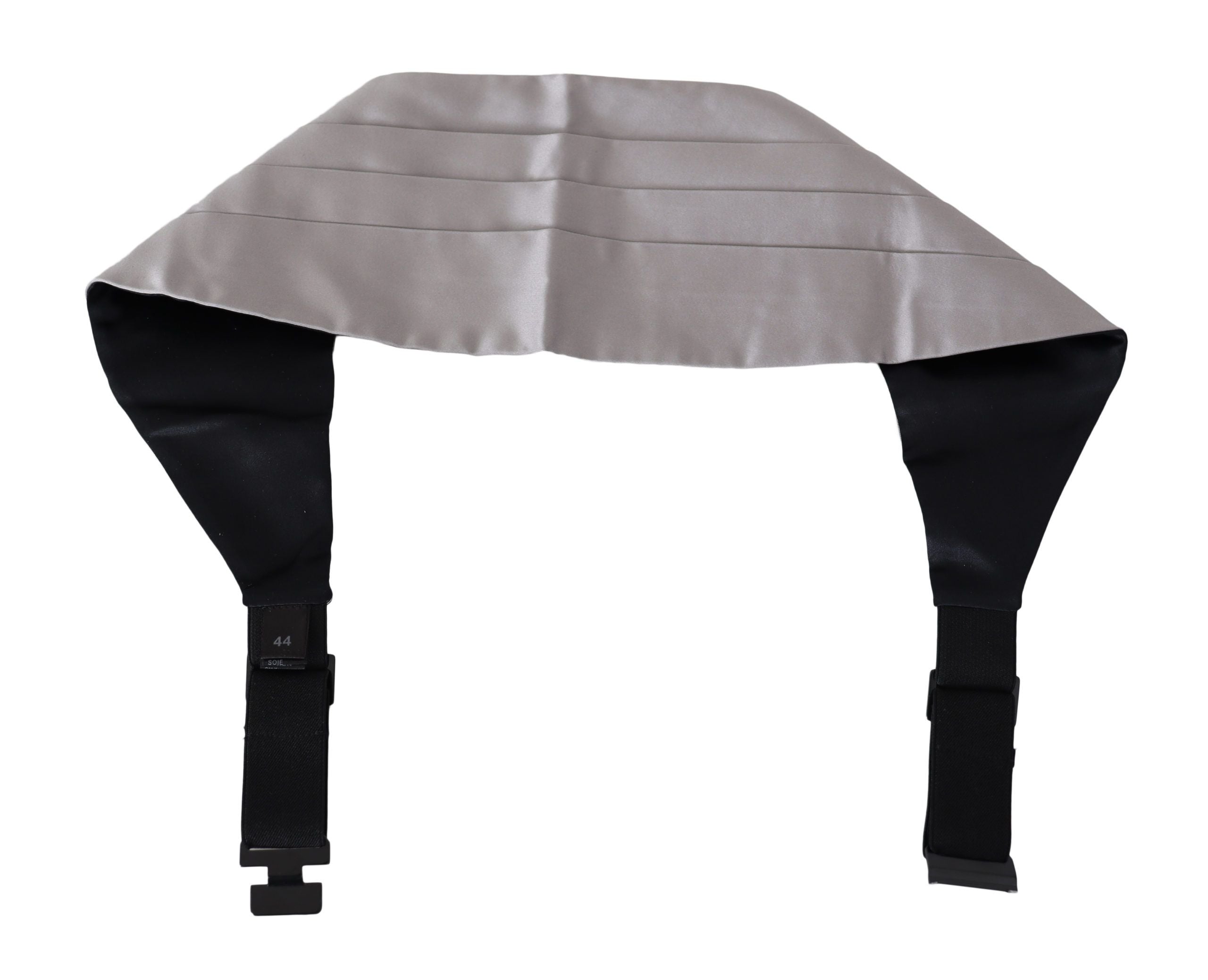 Gray men's silk waist belt or cummerbund by Dolce & Gabbana, featuring smooth fabric and elegant design.