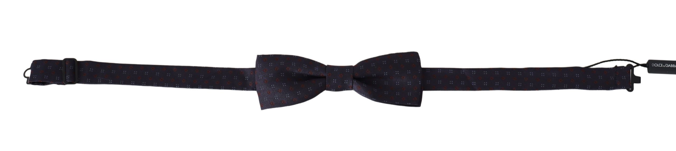 Gray patterned silk adjustable neck bow tie by Dolce & Gabbana, featuring a classic papillon style with elegant detailing.