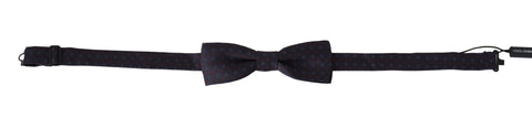 Gray patterned silk adjustable neck bow tie by Dolce & Gabbana, featuring a classic papillon style with elegant detailing.