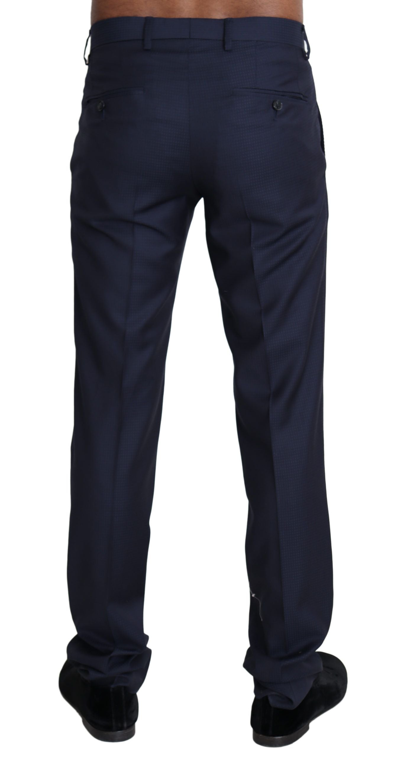 Navy blue formal men's trouser pants by Dolce & Gabbana, tailored fit with classic design, suitable for elegant occasions.