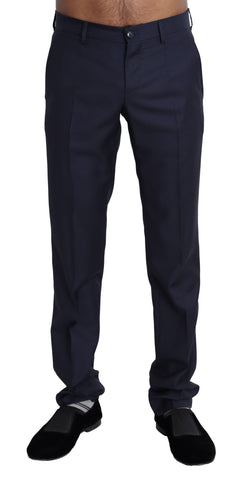 Navy blue formal men's trouser pants by Dolce & Gabbana, tailored fit with classic style, shown on a model.