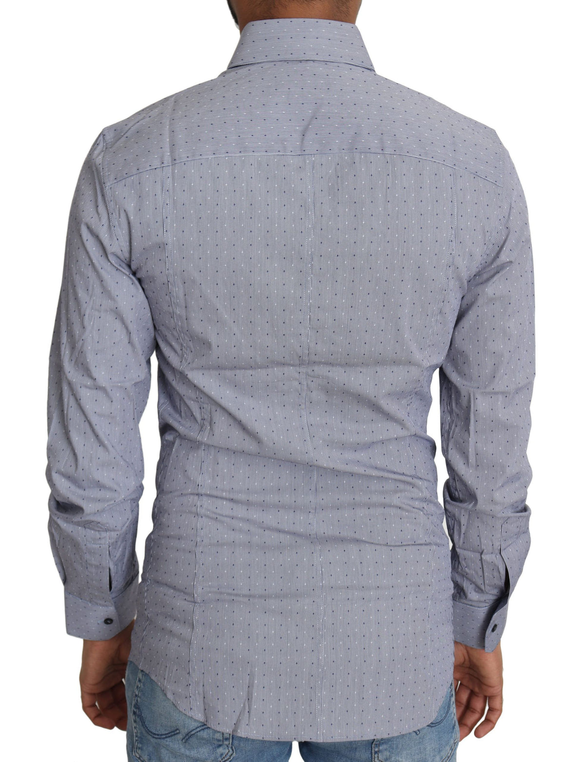 Gray dotted semi-fitted formal Sicilia shirt by Dolce & Gabbana, featuring a classic collar and button-down front.