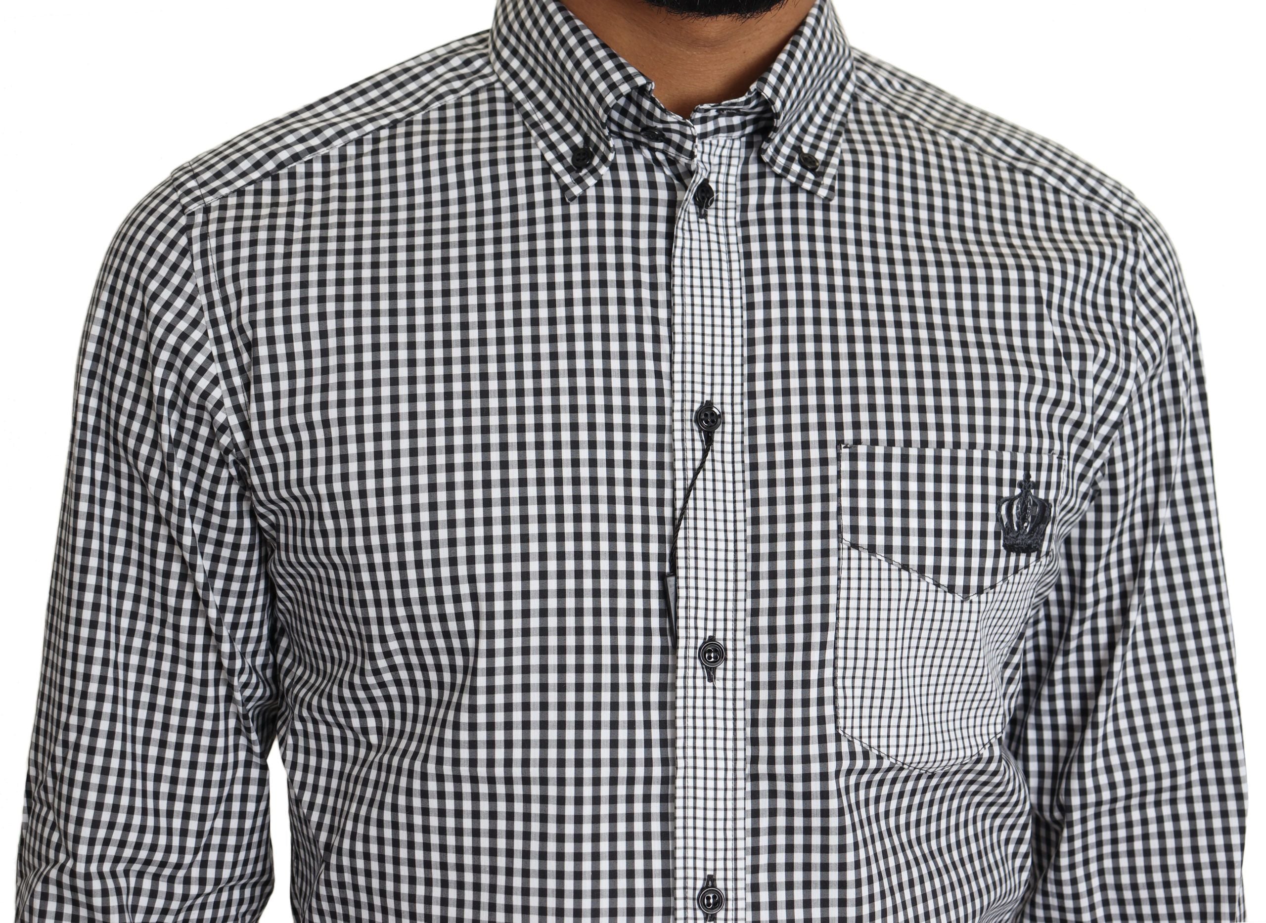 Black and white checkered casual shirt by Dolce & Gabbana, featuring button-down front and collar detail.