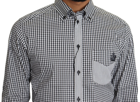 Black and white checkered casual shirt by Dolce & Gabbana, featuring button-down front and collar detail.