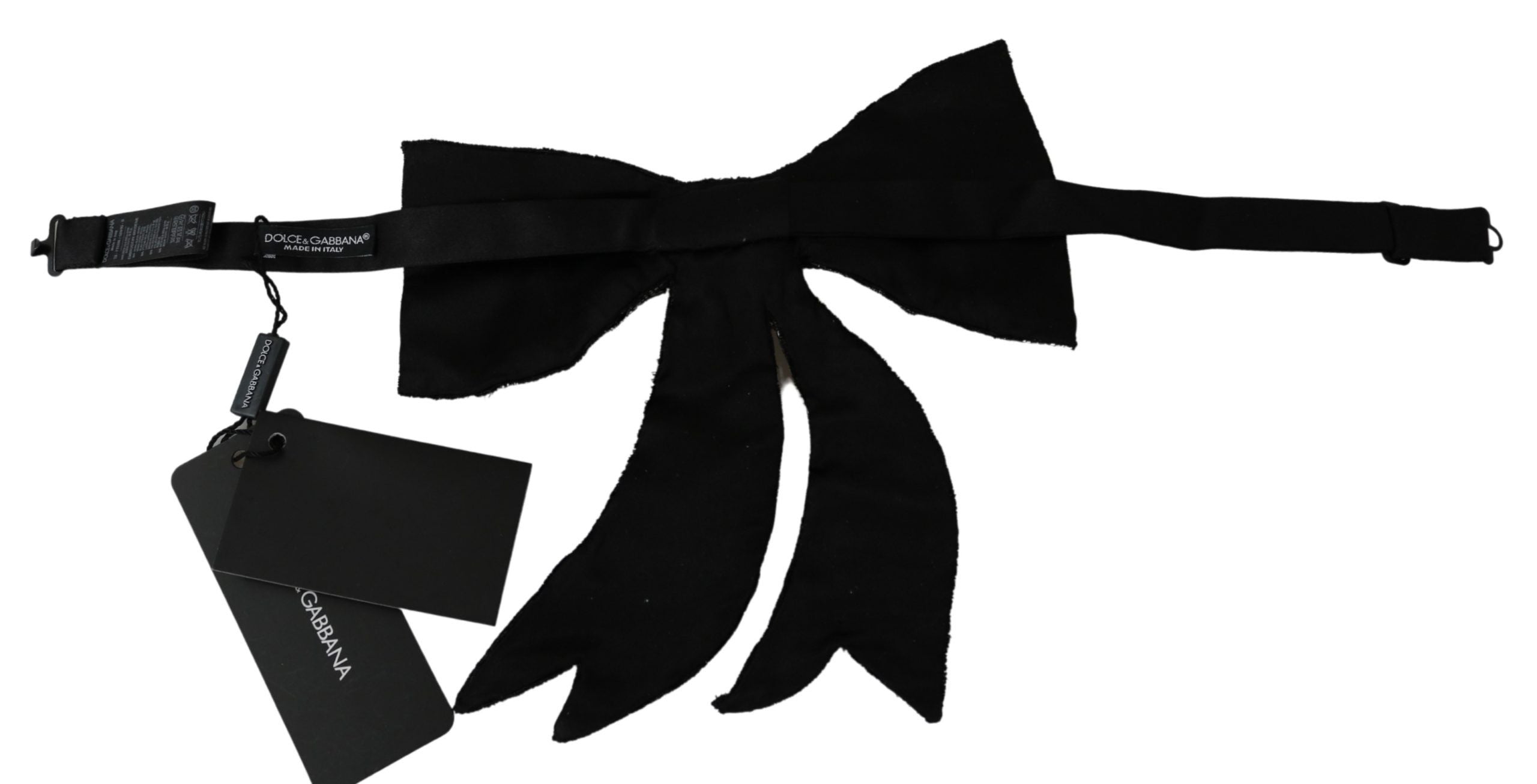 Silver tone 100% silk crystal-embellished women's bowtie by Dolce & Gabbana, showcasing elegant fabric and sparkling details.