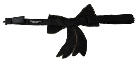 Gold tone silk rhinestone-embellished women's bowtie by Dolce & Gabbana, featuring elegant design and sparkling details.