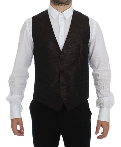 Black wool logo dress gilet vest by Dolce & Gabbana, featuring a sleek design with the brand’s signature logo detail.