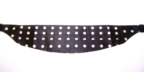 Black waist smoking tuxedo cummerbund belt by Dolce & Gabbana, with smooth fabric and elegant design for formal wear.