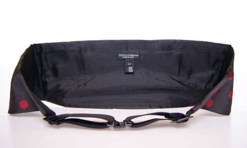 Black Dolce & Gabbana waist smoking tuxedo cummerbund belt with sleek design and satin finish.