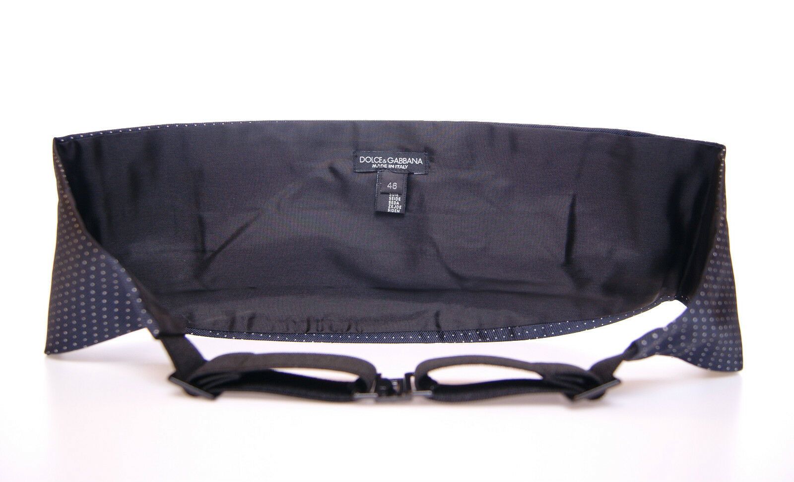 Blue waist smoking tuxedo cummerbund belt by Dolce & Gabbana, featuring sleek satin fabric and elegant design.