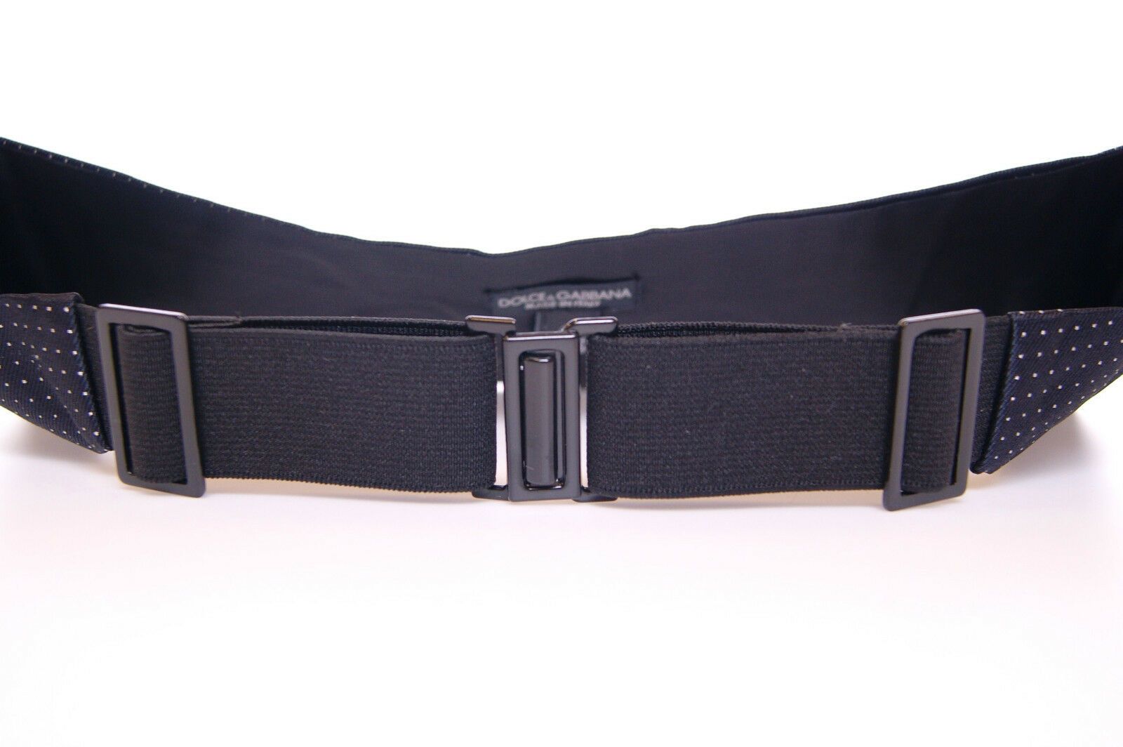 Blue waist smoking tuxedo cummerbund belt by Dolce & Gabbana, showing the smooth fabric and elegant design.