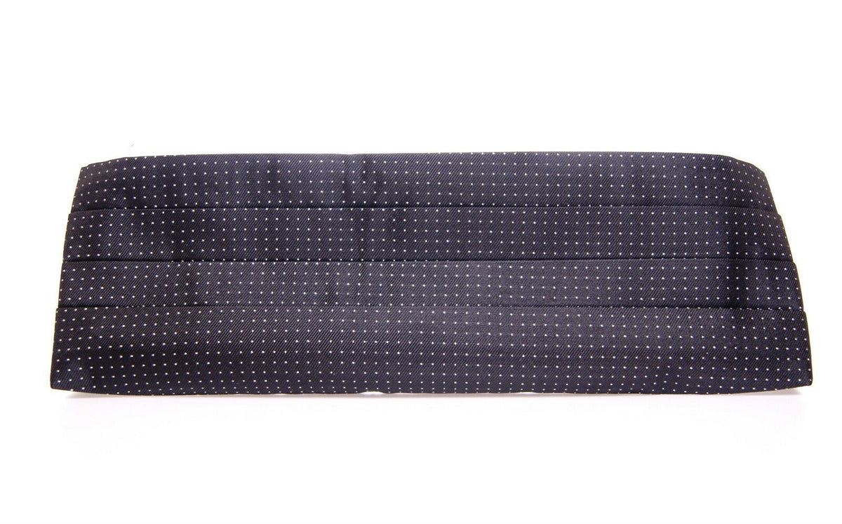 Black waist smoking tuxedo cummerbund belt by Dolce & Gabbana, shown on a model, with sleek satin finish and adjustable fit.