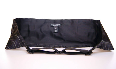 Black waist smoking tuxedo cummerbund belt by Dolce & Gabbana, featuring sleek satin fabric and elegant design for formal occasions.