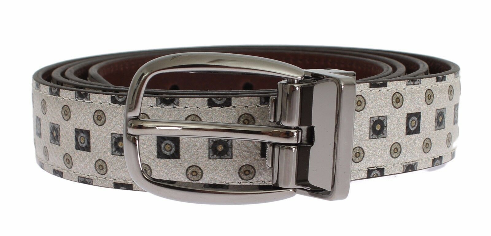 White silk bowtie and leather men's belt from Dolce & Gabbana in a gift box, stylish accessories for formal occasions.
