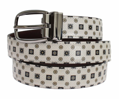 White silk bowtie and leather men's belt by Dolce & Gabbana in gift box, showcasing elegant accessories for formal wear.