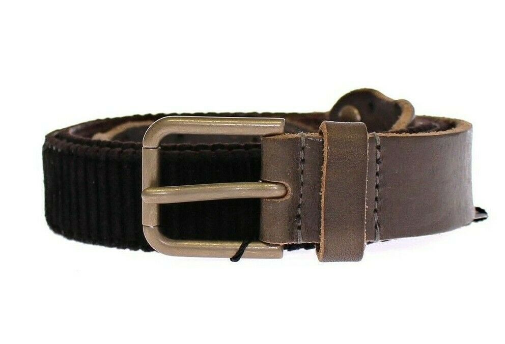 Brown leather Dolce & Gabbana logo belt with sleek design and adjustable buckle, featuring the brand’s signature style.