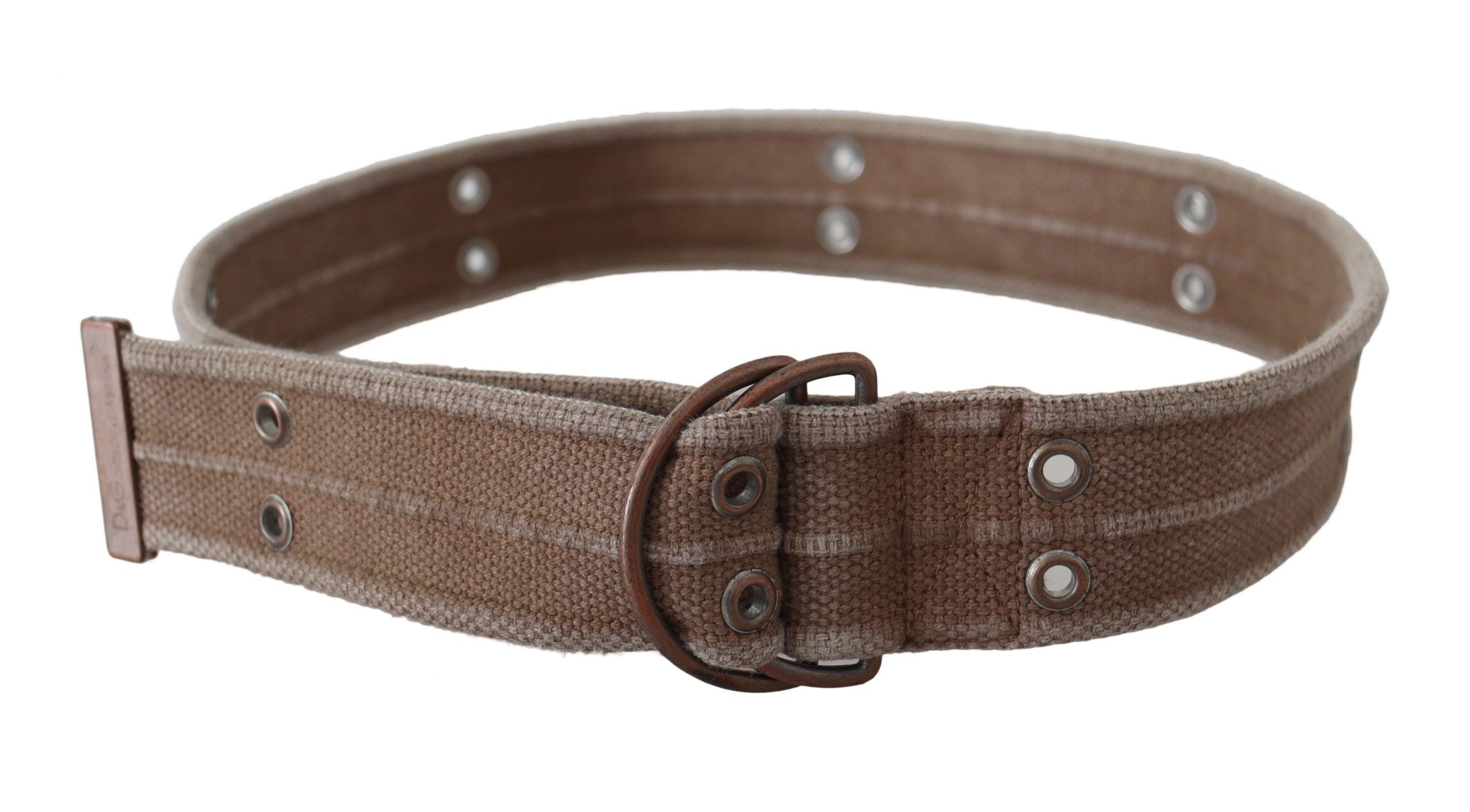 Beige leather logo belt sling with buckle from Dolce & Gabbana, featuring a sleek design and brand signature on the strap.